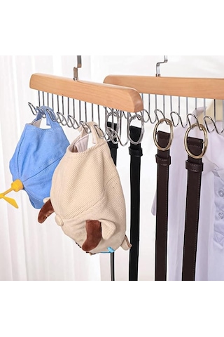 Zhltools Dolap İçi Askı 2 Adet Sütyen Şal Kravat Kemer Çanta Ahşap