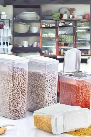 Vos Versa Dikey Şeffaf Saklama Kabı Seti 2400 ML Mavi 3'lü Mavi