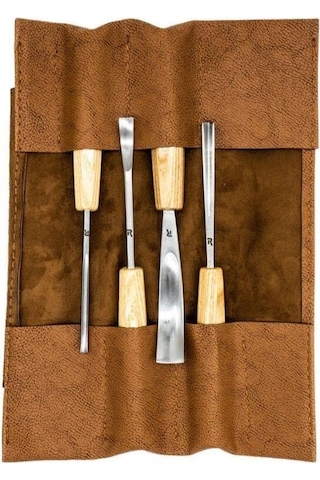 Rox Wood 0127 Deri Çantalı Premium İskarpela Seti 4 Parça