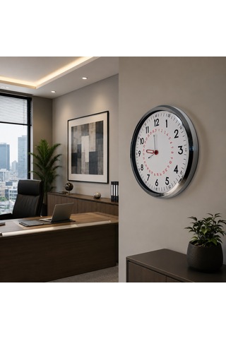 Krom Takvimli 52 X 52 Cm Metal Duvar Saati Diğer