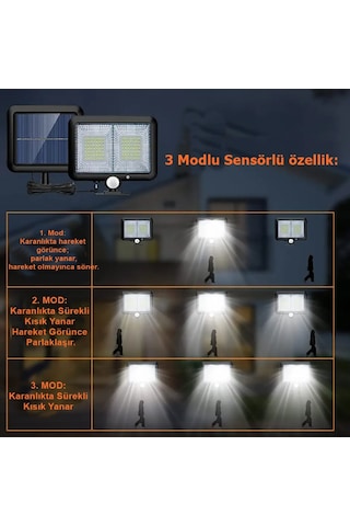 Sl-f98 Kablolu Solar Güneş Enerjili Lamba Sokak-bahçe-garaj Uygun