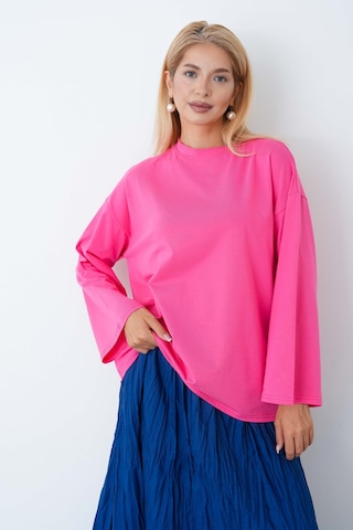 Herkesemoda Kadın Tesettüre Uygun Geniş Kollu Body Pembe