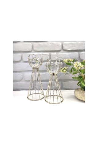 Gümüş Kaplama Metal 2'li Set Salon Olimpiyat Model Dekor 1 Takım