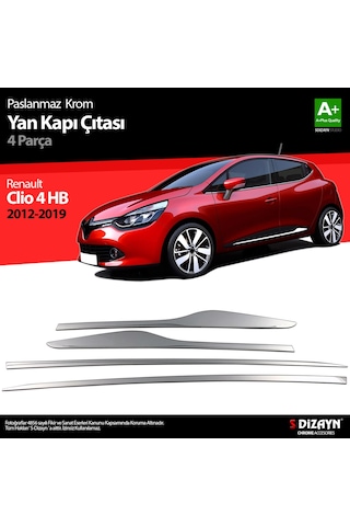 S-Dizayn Renault Clio 4 HB Krom Yan Kapı Çıtası 4 Prç. 2012 Üzeri