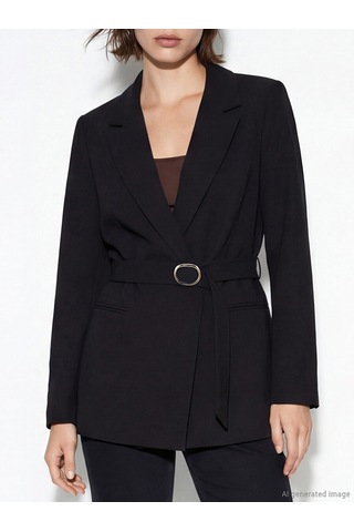 Lcw Vision Siyah Kemerli Krep Kadın Blazer Ceket