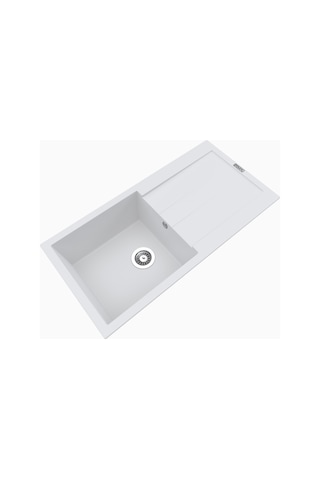Polex Cristalüx Granit Evye P-X1 Beyaz Tezgah Altı Ve Tezgah Üstü Mutfak Evyesi 98x49.5 CM