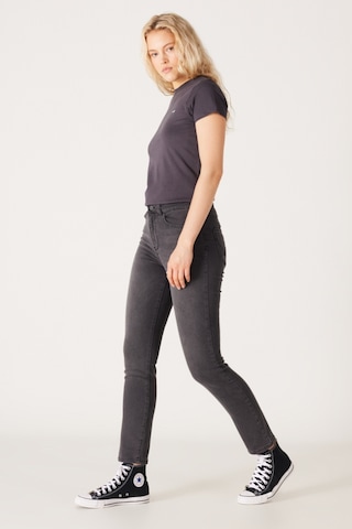 Wrangler Slim Fit Dar Kesim Normal Bel Siyah Esnek Jean Kot Pantolon W26LKBT15 Koyu Gri