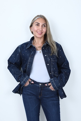 Balins Denim Taşlı Gömlek Mavi