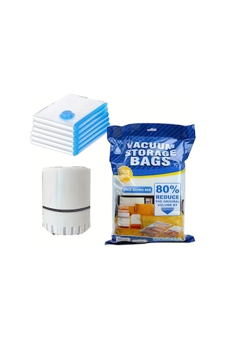 Boatshop1 6 Adet 40x60cm Vakumlu Saklama Poşeti Ve Elektrikli Pompa İle Kıyafet Battaniye Depolama Çantası