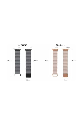 iOs Watch Uyumlu 44mm  Krd-78 Pu Deri Kordon Strap Kayış - Lacivert