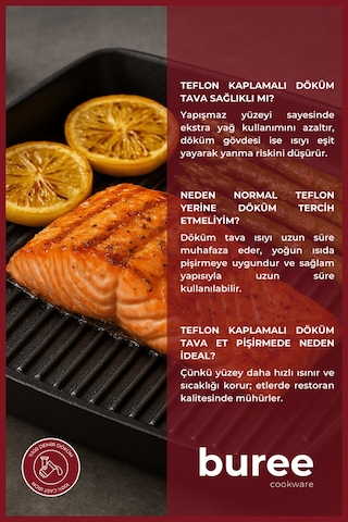 Buree Dikdörtgen Teflon Kaplamalı Izgara Döküm Tava - 26 X 32 Cm Tanımsız