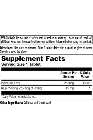 Kelp 225 Mcg Lodine 250 Tablets