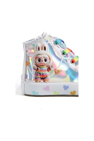 Artı Artı Ayakkabı Mia Kids-2400 Hologram 3d Kız Çocuk Bacıklı &fermuarlı Gümüş Sneakers Gümüş