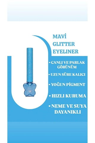 Mov Glitter Eyeliner Mavi Parlak Kalem Görünüm, Yoğun Pigment Mavi