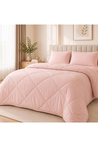 Pudra Soft Silikon Yorgan Çift Kişilik 195 215 Çok Renkli
