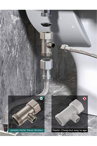 Bide Ultra İnce Tuvalet Çift Nozul Spiral Ayarlanabilir Hortumlu, C