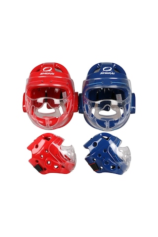 Tam Yüz Baş Koruma Karate Kask Tekvando Şapka Mma Kick Boks Kafa Kırmızı