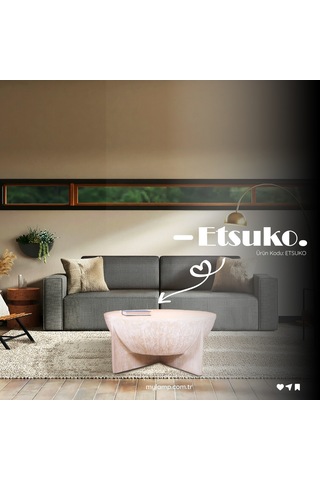 Etsuko El Yapımı Teak Wood Coffee Table Sehpa 90x42 Cm Beyaz