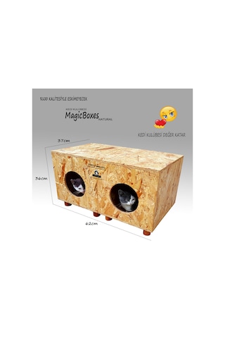 Kedi Kulübesi Profesyonel Magicboxes Natural Ahşap Kedi Evi 37 x 36 x 62 CM