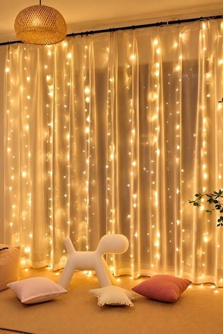 Delux Serisi Romantik Lamba Gece Lambası Perde Led Işık 3x3 Metre Lw7 Gün Işığı