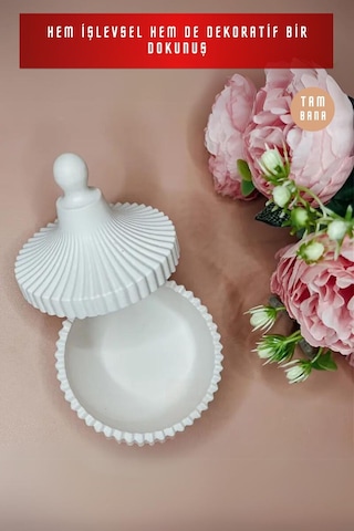 El Yapımı Dekoratif Kutu Kapaklı Takı Kutusu Siyah Model 10 - Beyaz