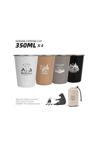 Nobana 4Pcs Kamp Bardağı Bardak Bpa Içermeyen Fda Sertifikalı 304 Paslanmaz Çelik Saklama Çantası Ile Içme Bardağı - Wilderness Style