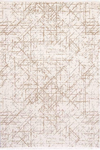 Çam Halı Lizbon 4505 Vizon Enti Halı Modern Eskitme Desenli Makine Halısı