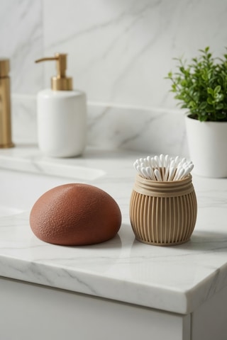 Mantar Tasarımlı Kürdanlık Kapaklı Banyo Organizer Pamuk Kulak Çubuğu Saklama Kutusu 7 X 8