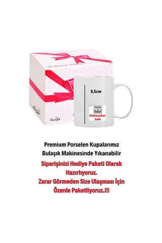 Öğretmenler Günü Hediyesi Gül Buketi Baskılı Porselen Kupa Bardak Beyaz