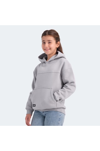 Slazenger LENE Çocuk Kapüşonlu Cepli Taş Gri Sweatshirt