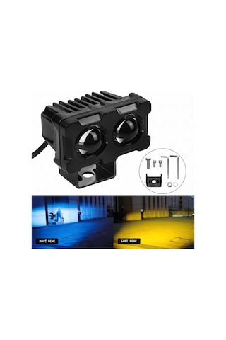 Robot Sis Farı Çift Renk Buz Mavi -beyaz Araç Motosiklet Off Road Led Lamba 50w Metal 1 Adet