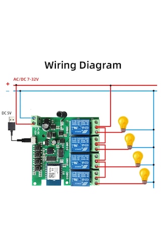 Tuya Destekli Akıllı Wifi+rf Modlu 4 Kanal Işık Anahtar Röle