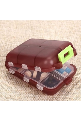 Ulzyvf 7 Bölmeli Taşınabilir Hap Kutusu - İlaç Kesici Dahil, Yaşlılar Ve Çocuklar İçin Pratik Kahverengi Kahverengi