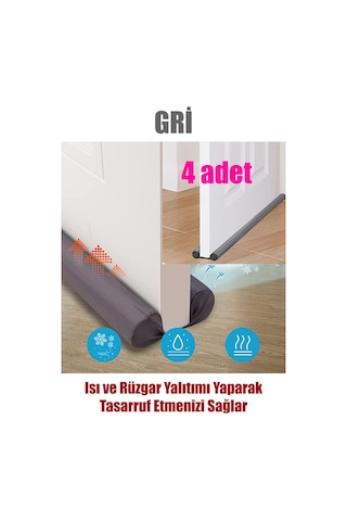 4 Adet Gri Çift Taraflı Kapı Altı Rüzgar Soğuk Ve Haşere Önleyici