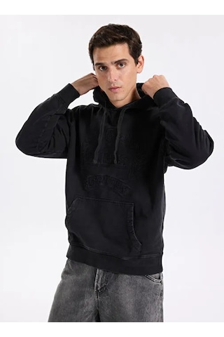 Guess Eco Tyler Hoodıe Kapşonlu Sweatshırt M5bq21kcny4 M5bq21kcny4 F73j SiYAH
