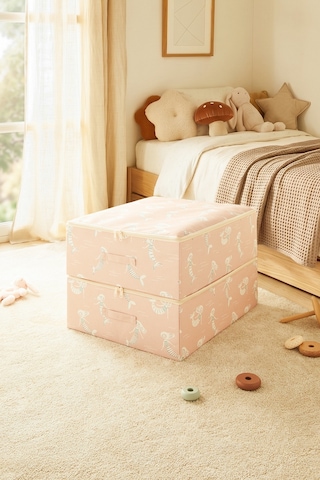 Ocean Home Textile 2'li Çocuk Odası Deniz Kızı Destekli Kutu Hurç Set 31 X 38 X 12 Cm Pembe