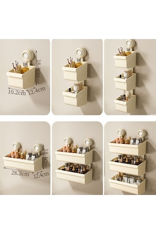 Tongxida Bosphorusboutique Vakumlu Stil: Sones Sepet, Banyo Duvara Monteli Küçük Kahverengi Çıkarılabilir Depolama Diğer