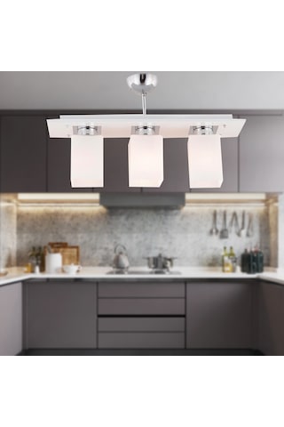 Atlas 3 Lü Sıralı Beyaz Modern Genç Odası Mutfak- Banyo Mutfak Salon Avize