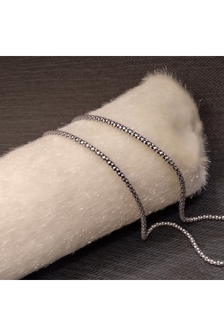 925 Ayar Gümüş Erkek Kolyesi-şık Tasarım-60cm/3mm Gümüş