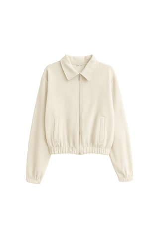 4764 Kadın Basic Fermuarlı Fitilli Örme Selanik Ceket Taş Taş