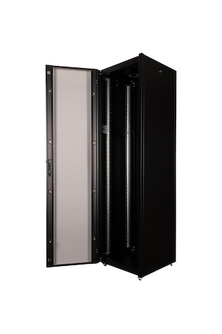Lande Demonte 42u 600x600 Hyperline Dikili Tip Rack Kabinet Siyah Ön Cam Kapak / Tekerlekli