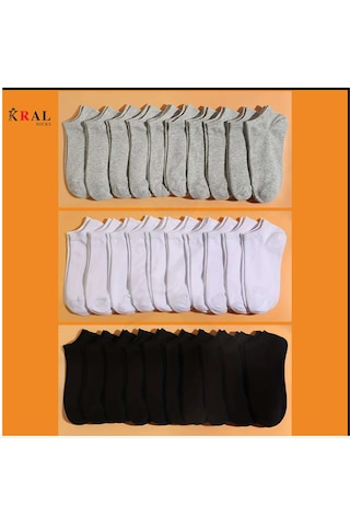 Kadın - Erkek 20 Çift Düz Desen Ekonomik Bilek Boy Patik Ço...