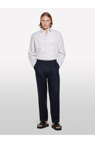 Sisley Keten Karışımlı Çizgili Regular Fit Gömlek Erkek Kahve Gömlek - 325p51fcsq03g