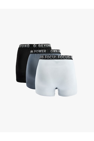Koton Pamuklu Baskılı Bel Detaylı 3'lü Boxer Seti Siyah 6slm90035mk