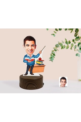 Kişiye Özel Erkek Sınıf Öğretmeni Karikatürlü Dekoratif 3D Biblo