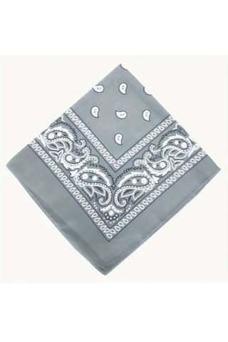 Melek Kare Bandana Fular Açık Gri