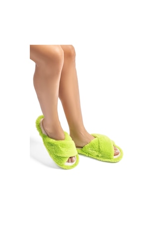 Twigy Çapraz Peluş Kadın Ev Terliği Yeşil 36/41 CC0186 Yeşil
