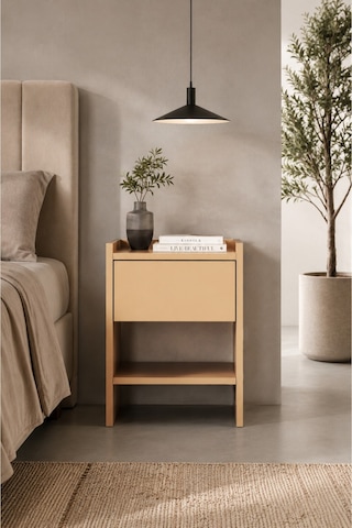 Almo Tek Çekmeceli Komodin Botanik Yeşil Golden Beige