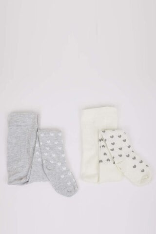 Defacto Kız Bebek Dikişsiz 2'li Pamuklu Külotlu Çorap D2493A5NSKR1 Çok Renkli