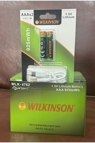 Şarjlı İnce Pil 1.5v Aaa Şarj Edilebilir Lityum Pil 925mwh Usb-c Girişli, 2 Li Paket Şarj Kablolu
